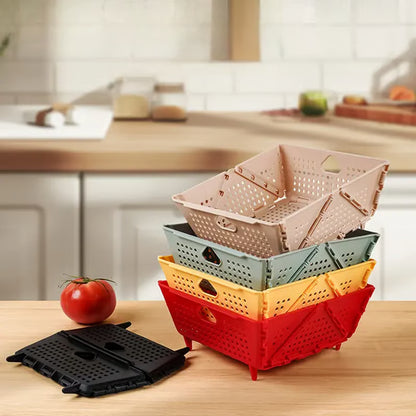 Foldable Multi-Functional Draining Storage Basket – Space-Saving, Heat-Resistant, Dual-Size