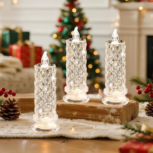 ✨🕯️LED Crystal Candle Lights 🌈Battery Operated