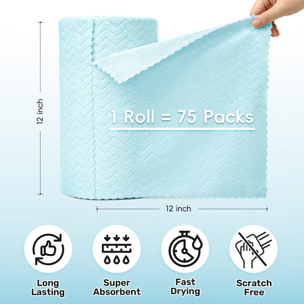 🔥🧽 Microfiber Cleaning Cloths Roll – 40 Pack Tear-Away Towels