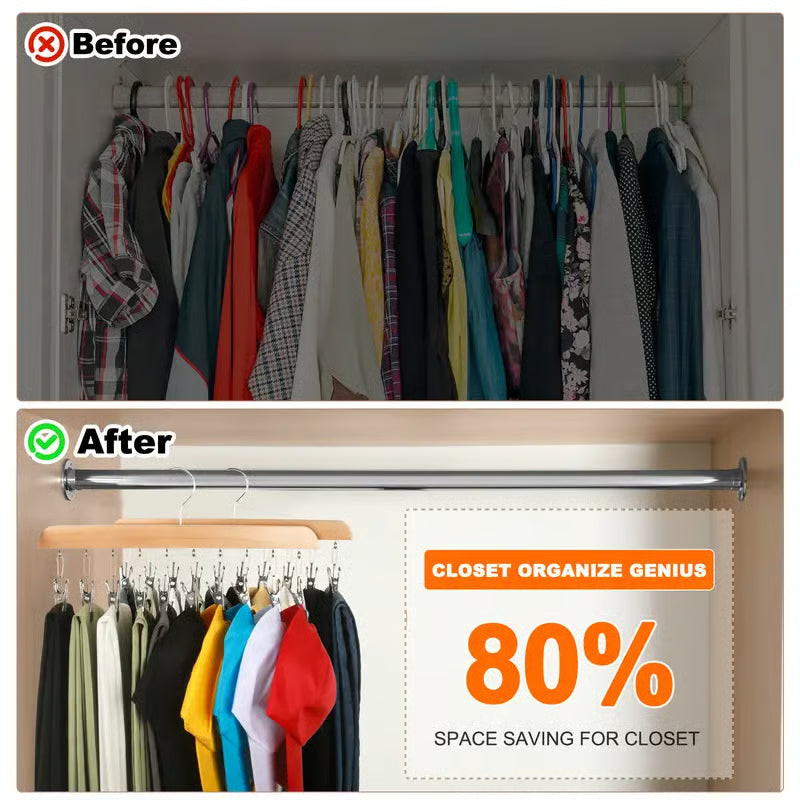 Closet Organizer with 10 Clips - Space Saving Hanging Closet Organizer