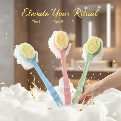 2 IN 1 LOOFAH & BRUSH WITH HANDLE