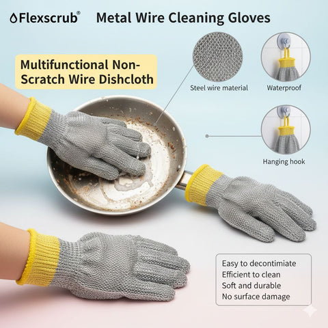 Wire dishwashing gloves